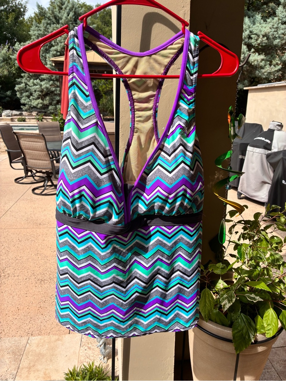ZeroXposur Women's Chevron Swim Coverup in Teal, Purple, Black